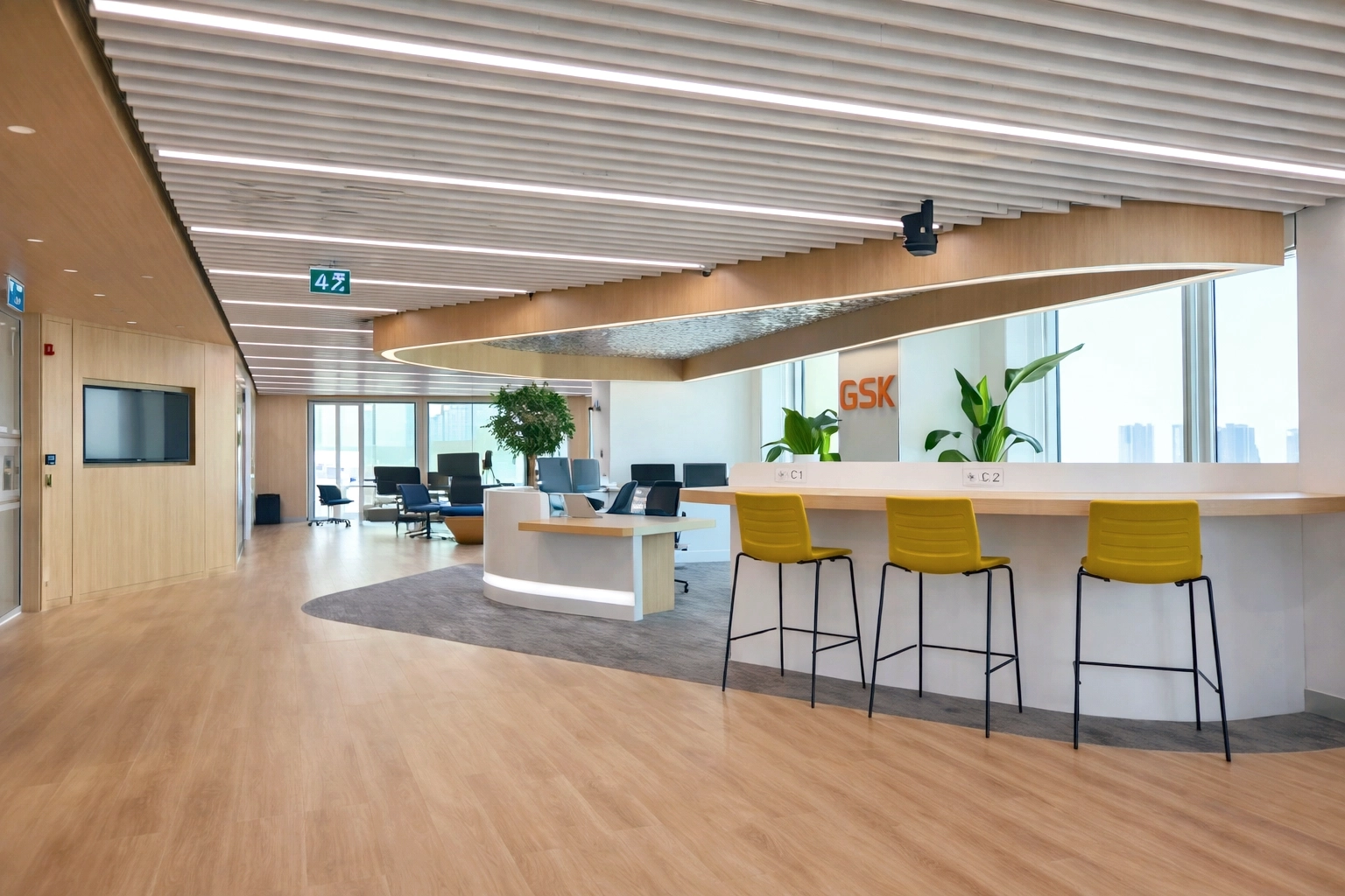 gsk head office human centric lighting reception